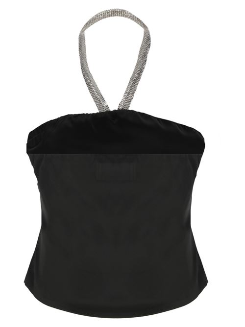 Black stretch-design satin top GIUSEPPE DI MORABITO | 02PSTO180N0228199